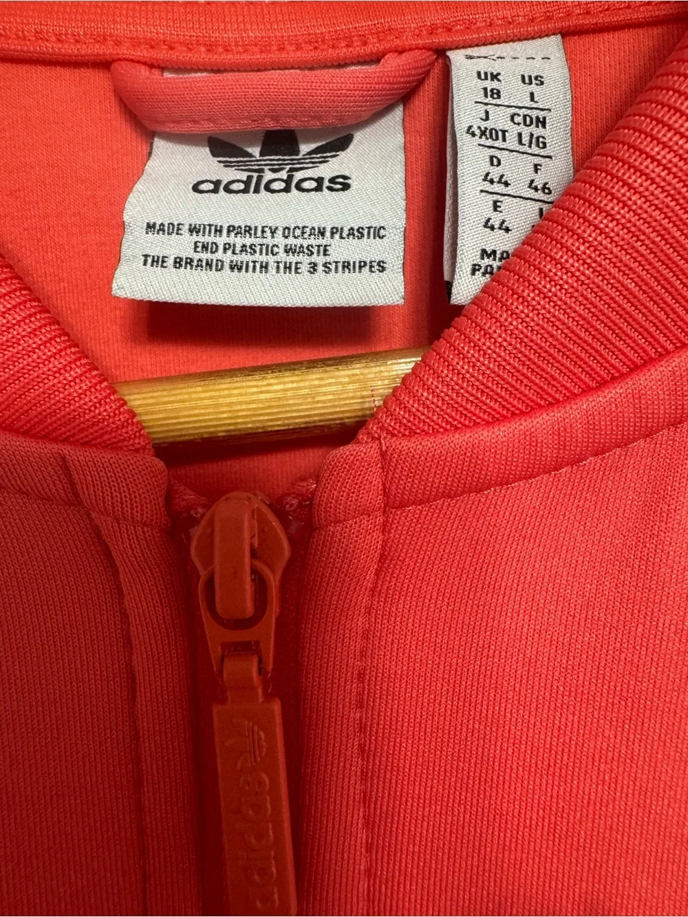 Women’s Large Adidas Coral Pink Trefoil Zip Track Jacket like New - Picture 8 of 10